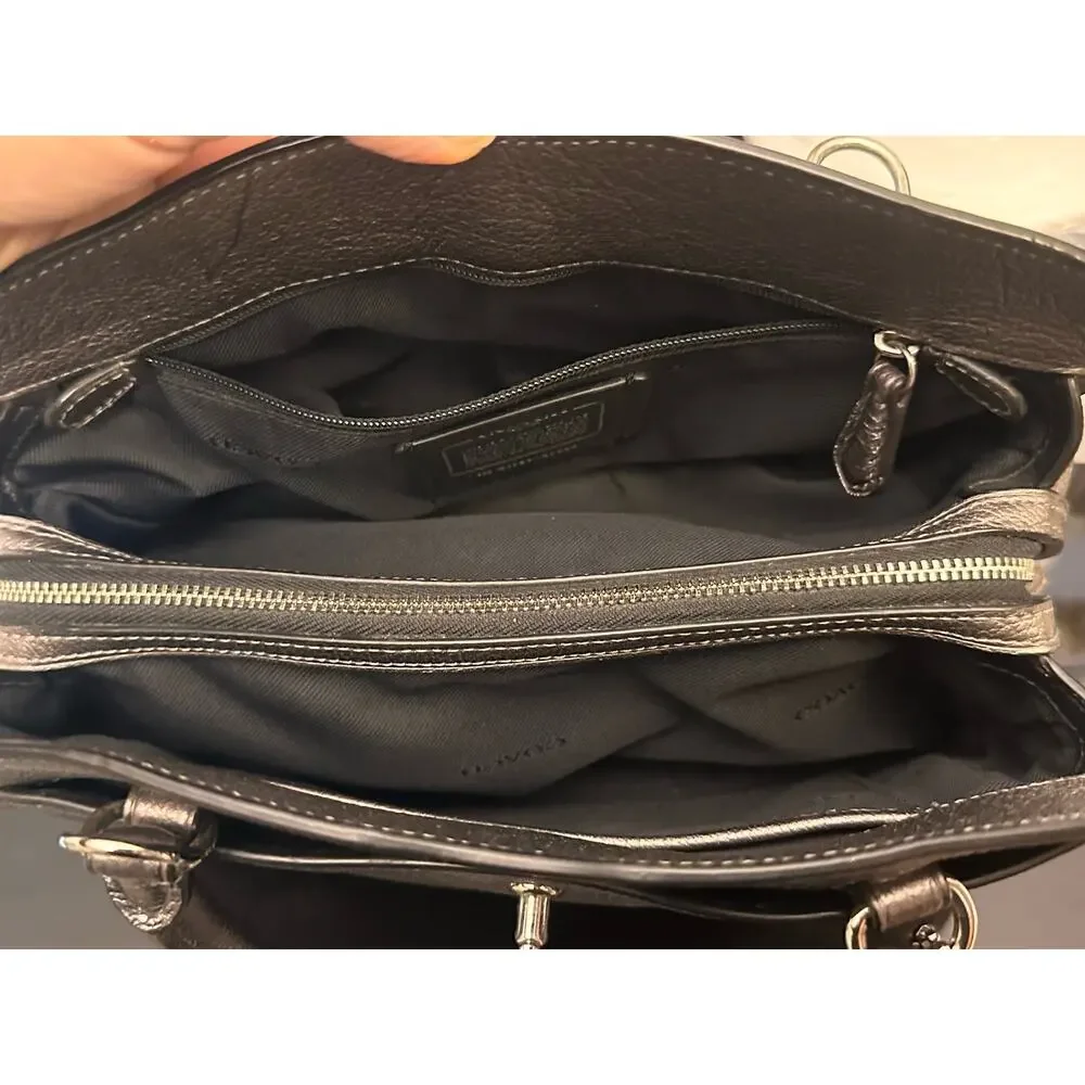 Coach Metallic Pewter Leather Satchel - Picture 6 of 9